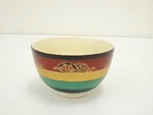 京焼　加藤藤山造　色絵波車茶碗（箱付）